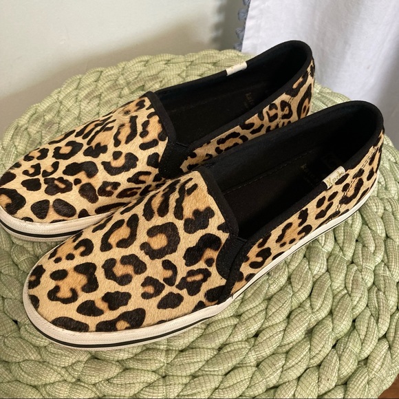 Kate Spade for Keds tan and brown leopard print calf hair slip on sneakers - Picture 6 of 9